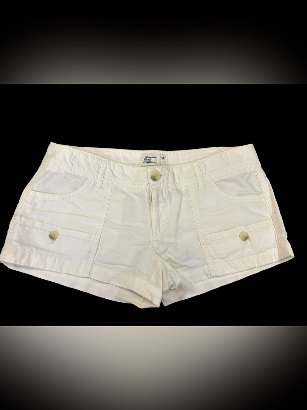 Y2k American Eagle Outfitters Low-Rise Off White Cargo Shorts Size 2